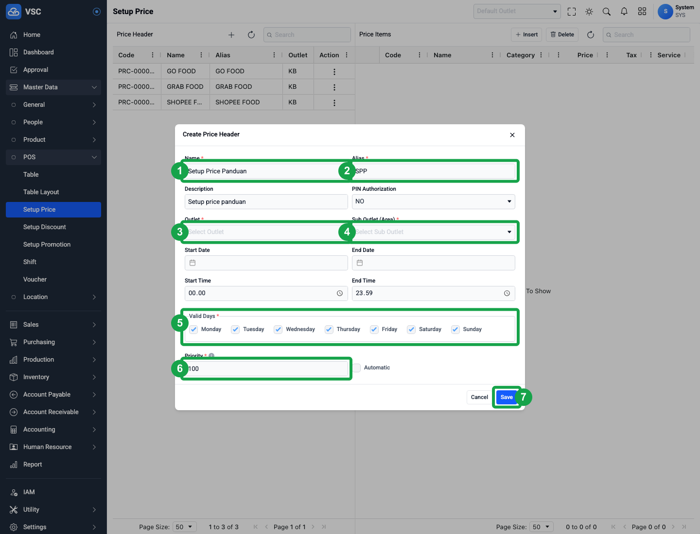 Form Create Price Header