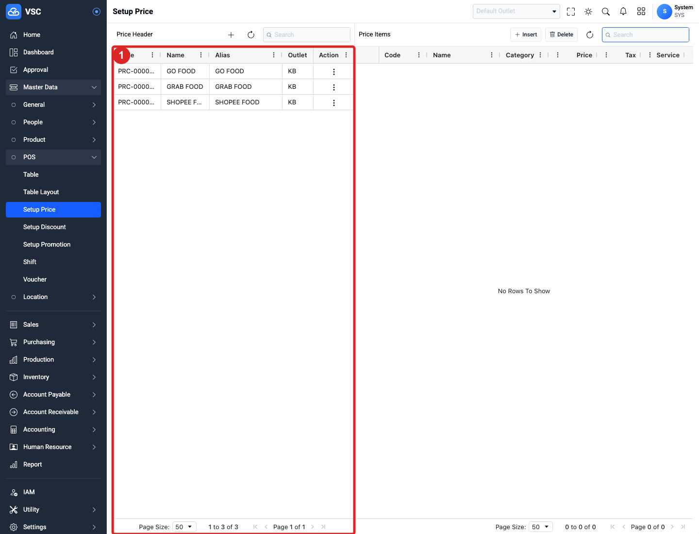 Hasil Delete Price Header