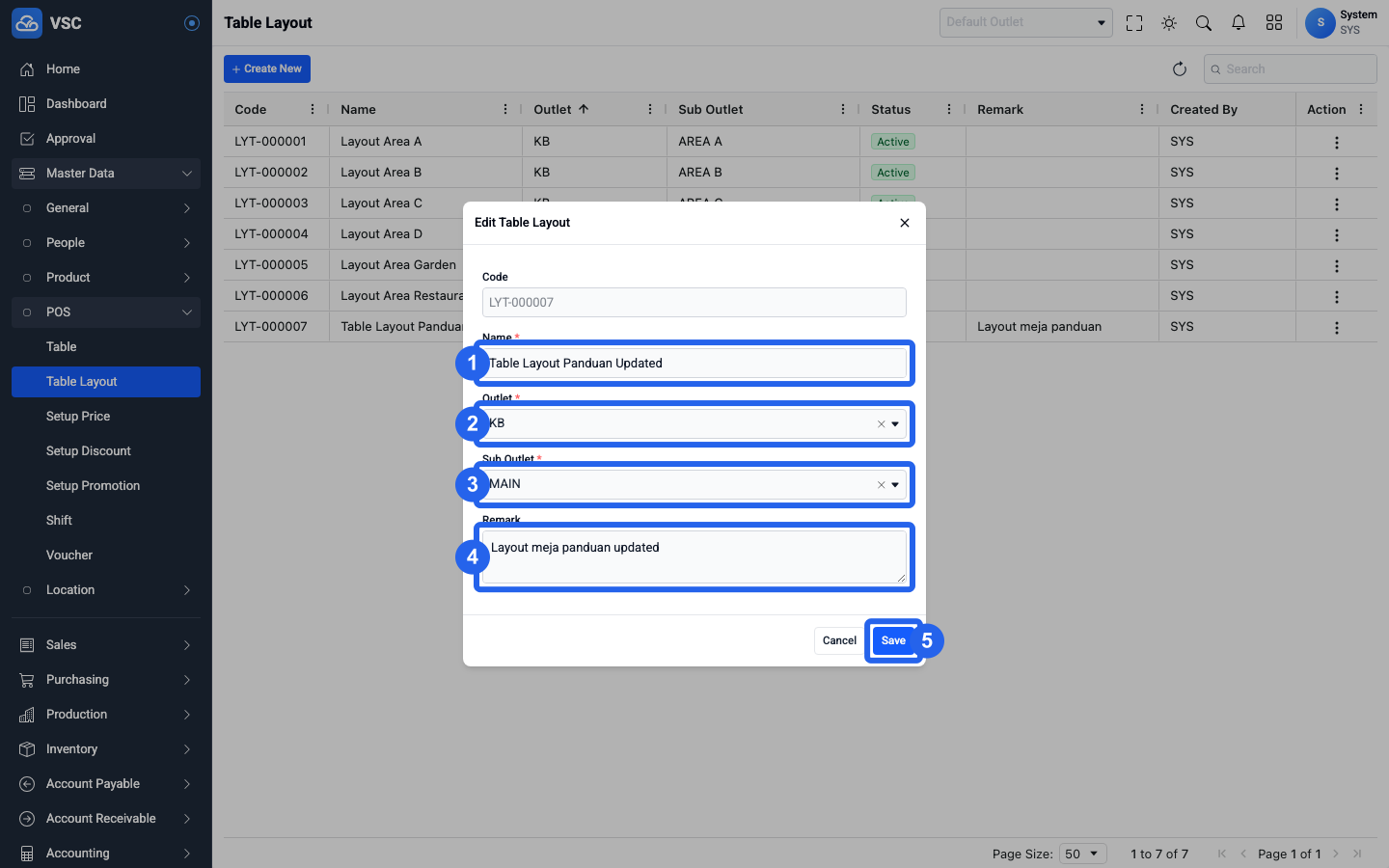 Form Update Table Layout